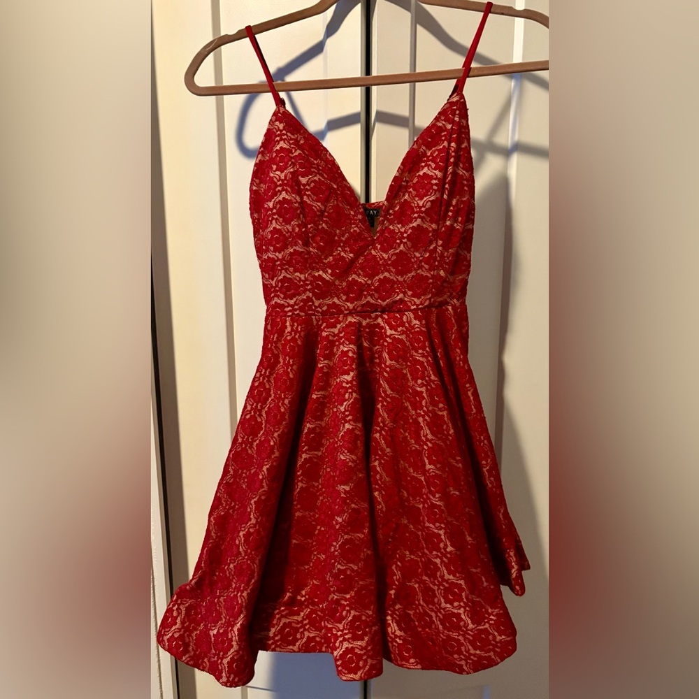Papaya Red Lace Dress